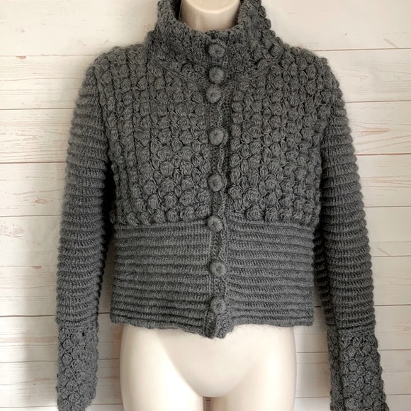 Escada 34 U.S. S Wool Mohair Gray Sweater Jacket - Picture 1 of 11